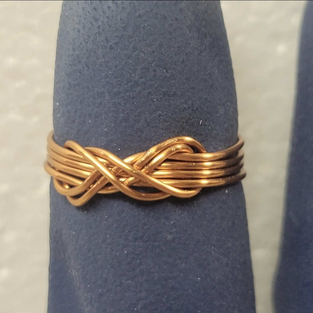 Hand Crafted Copper Wire Wrapped Infinity Bow Ring - Picture 1 of 8